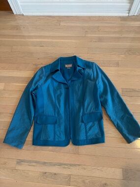 TanJay Teal Tailored Zip-Front Jacket